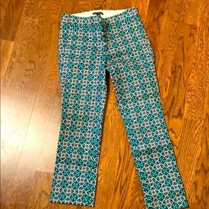 J Crew Capri pants size 00 navy/green/pink print